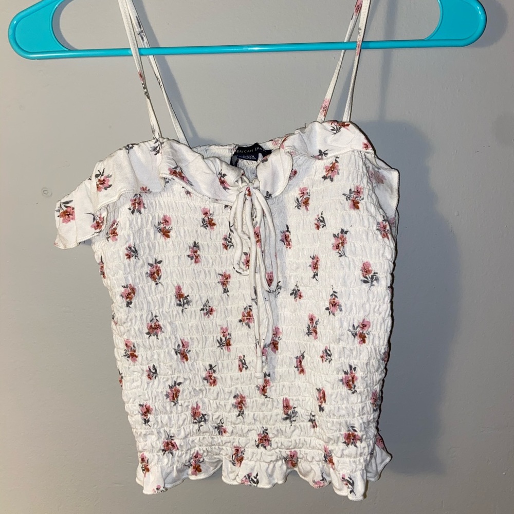 American Eagle Ruched Floral Tank